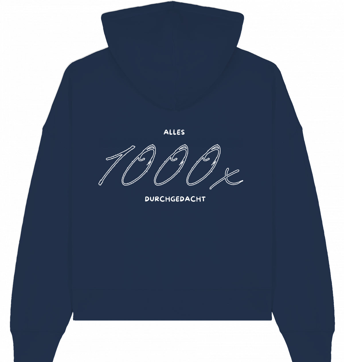 Hoodie weiße Schrift Vor- und Rückseite