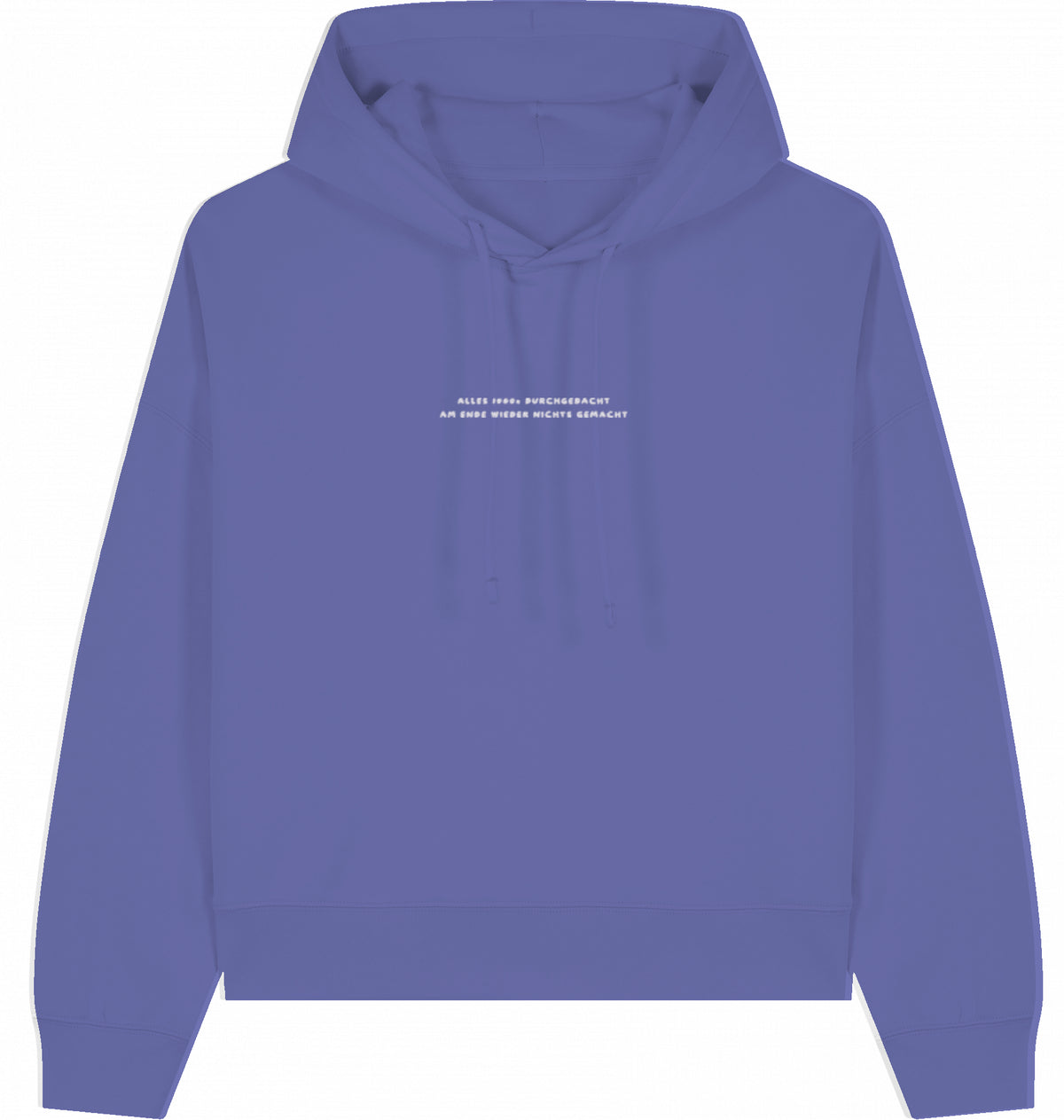 Hoodie weiße Schrift Vor- und Rückseite