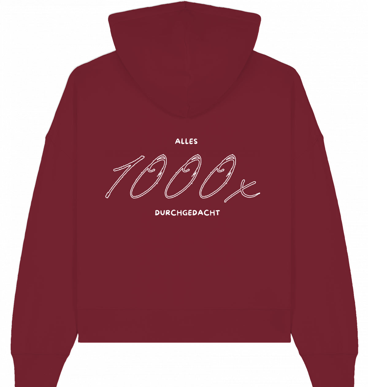 Hoodie weiße Schrift Vor- und Rückseite