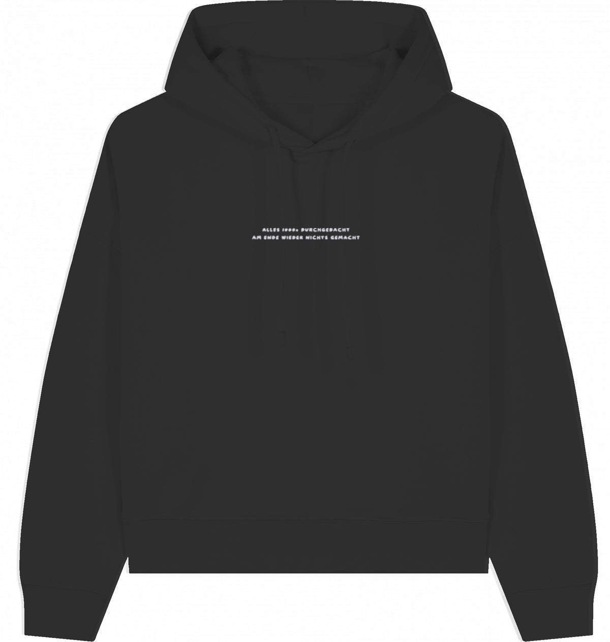 Hoodie weiße Schrift Vor- und Rückseite