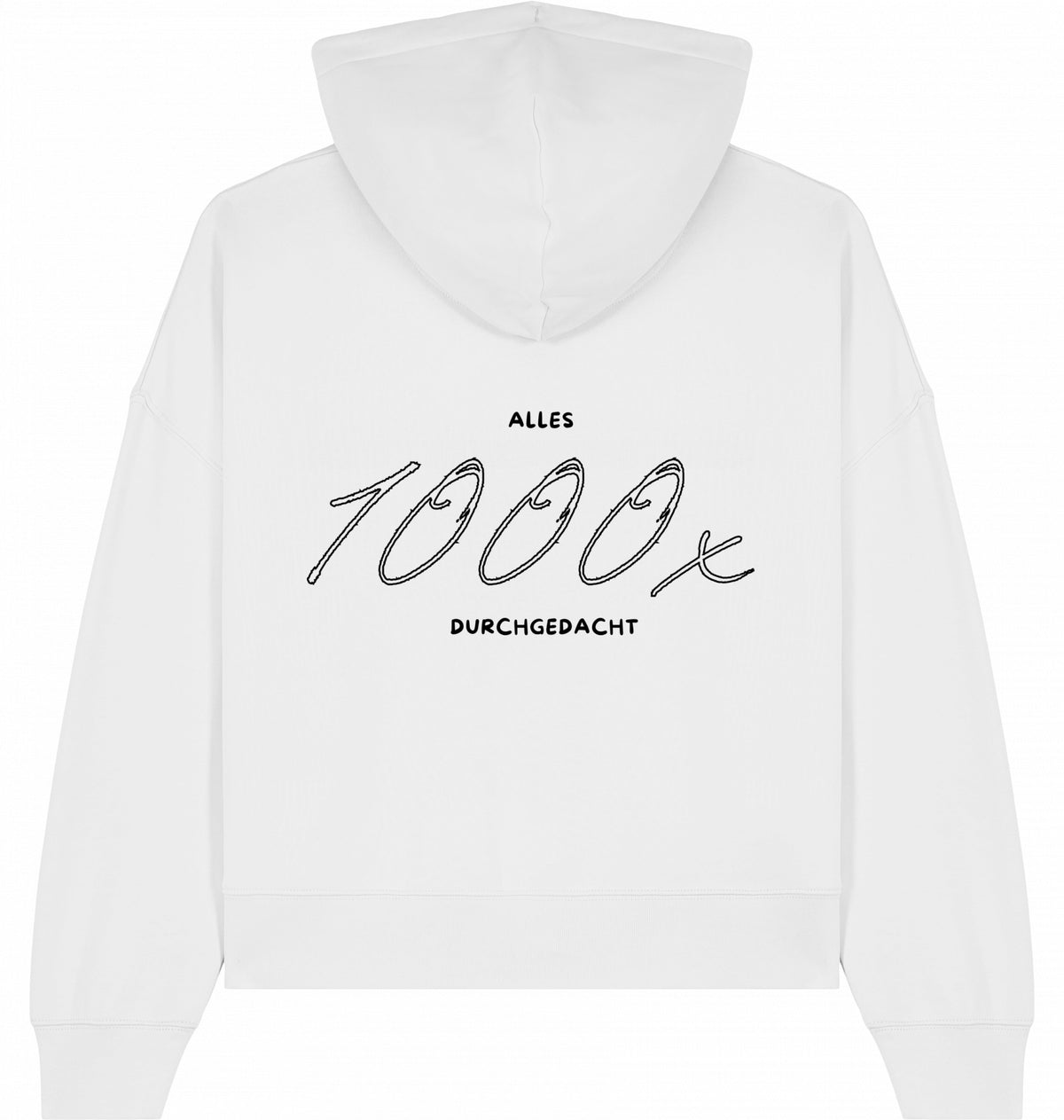 Hoodie schwarze Schrift Vor- und Rückseite