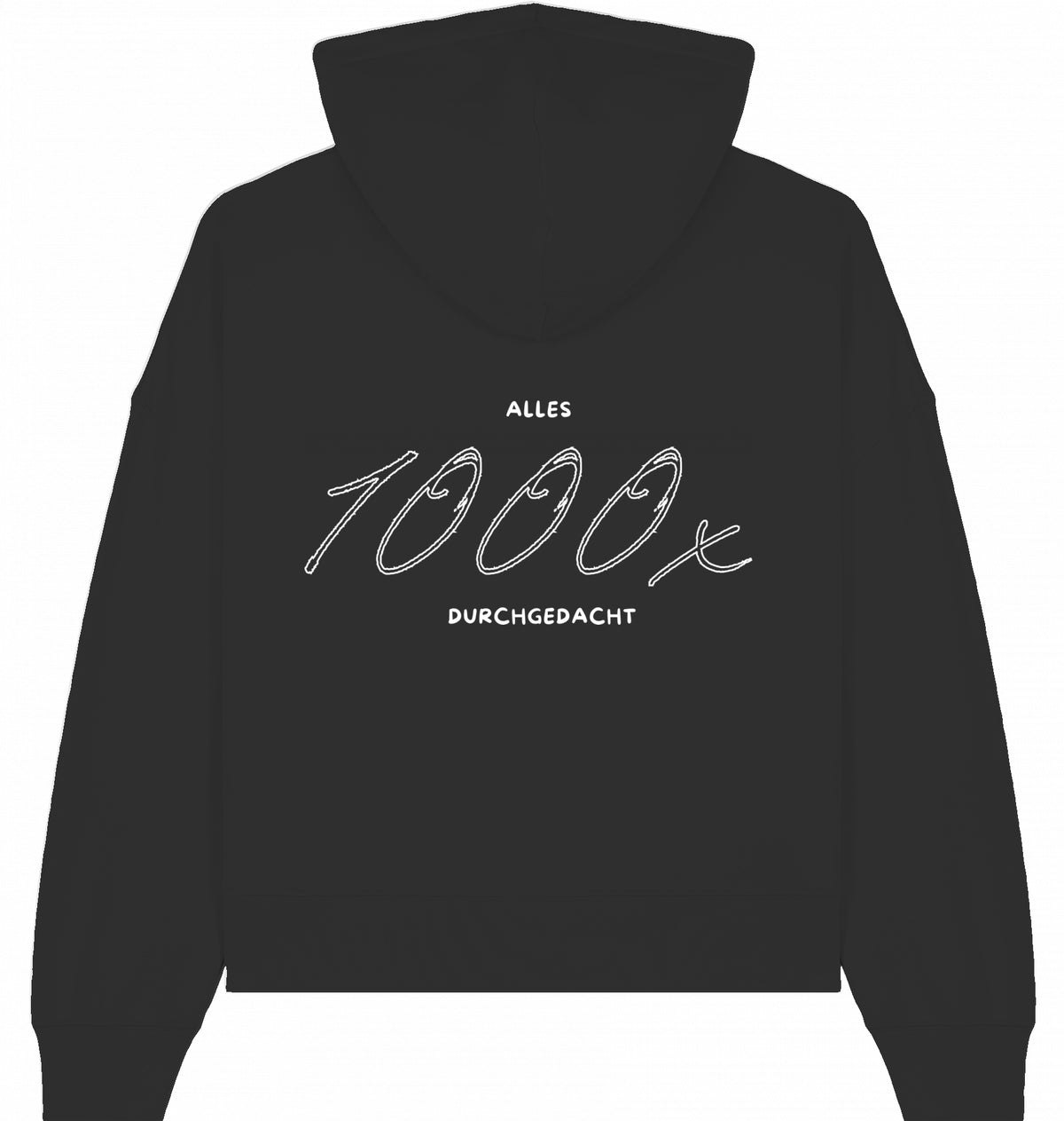Hoodie weiße Schrift Vor- und Rückseite