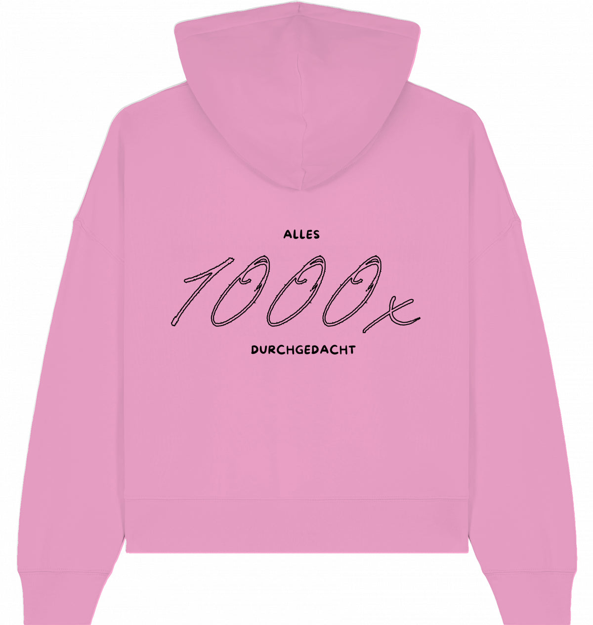 Hoodie schwarze Schrift Vor- und Rückseite