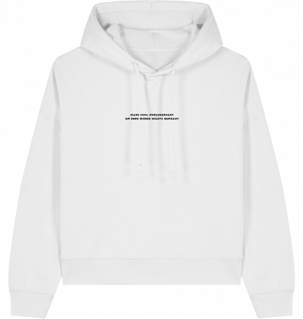 Hoodie schwarze Schrift Vor- und Rückseite