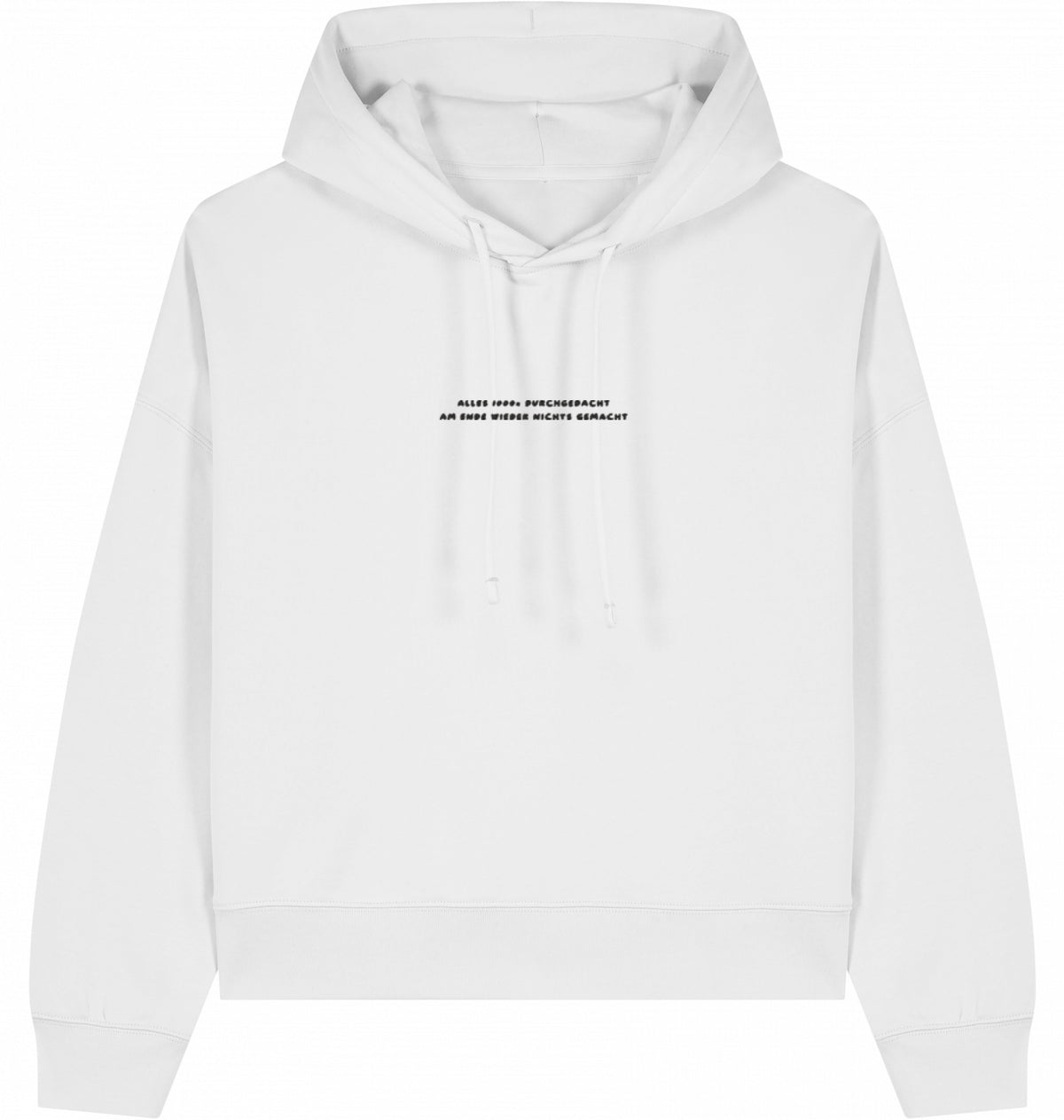 Hoodie schwarze Schrift Vor- und Rückseite
