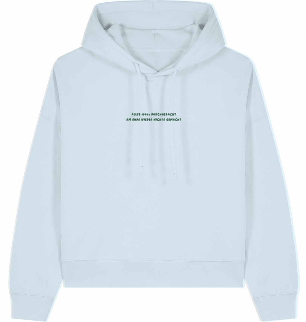 Hoodie Schrift gestickt grün